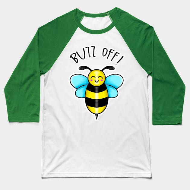Kawaii Bee Buzz Off Baseball T-Shirt by bolincradleyart